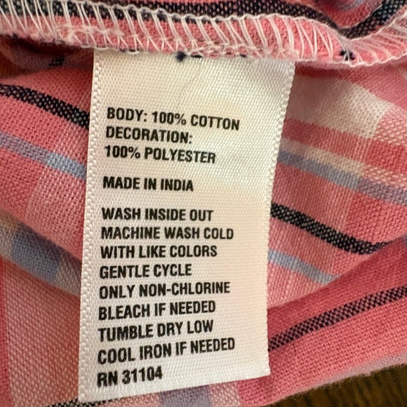 Crown & Ivy Dress Sz 14 Pink Blue White Plaid Tassel Short Sleeve Beach Casual - Picture 12 of 12